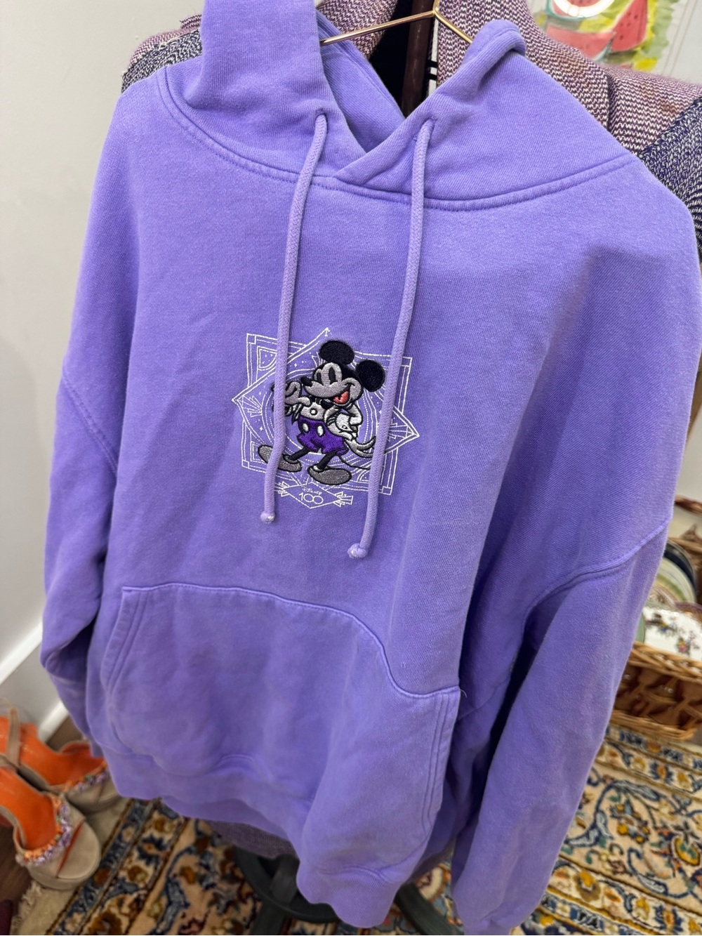Lavender Disney 100 Mickey Mouse Graphic Hoodie, unisex s/m